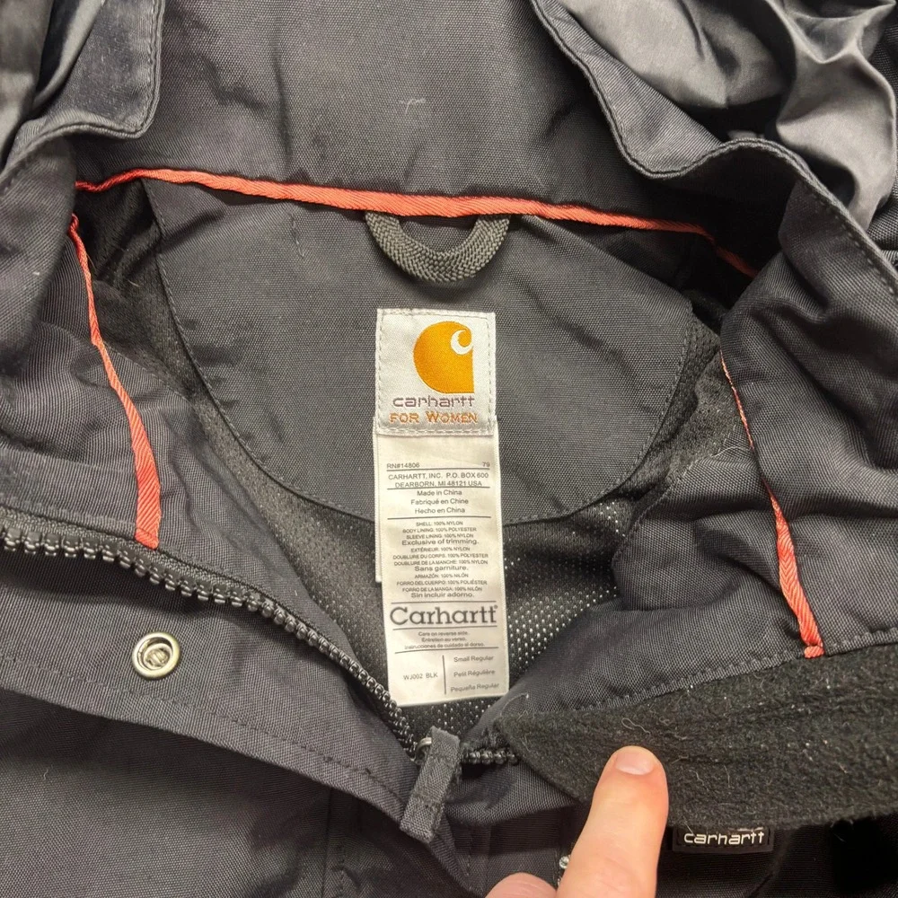 Carhartt Women Black Waterproof Breathable Hooded Jacket WJ002 BLK Small Regular - Picture 4 of 9
